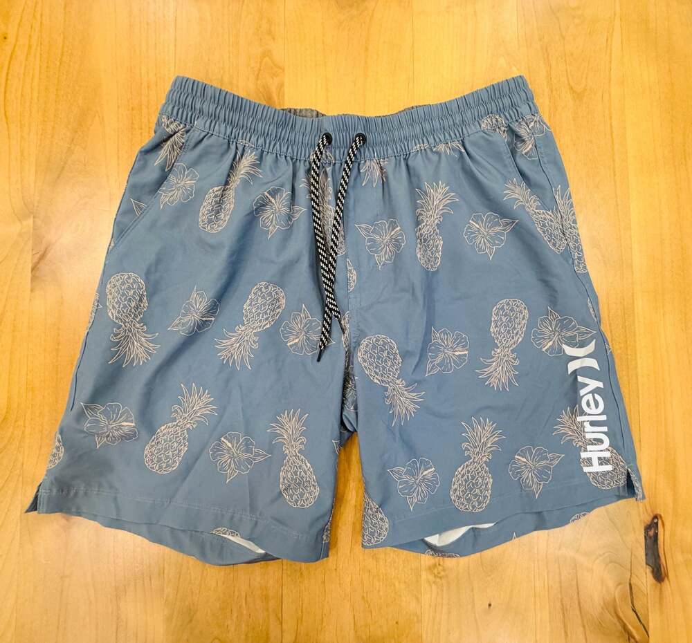Hurley Men's Pineapple Volley Swim Shorts with Compression Liner XL